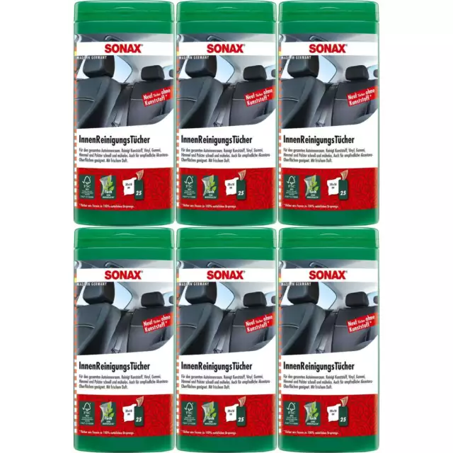 Sonax InnenReinigungsTücher Box 25 Stück VPE Set 6 Stück 04122000
