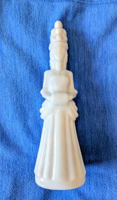 Vtg Victorian Lady Milk White Glass Bottle Figure CHARISMA Foaming Bath Oil Avon