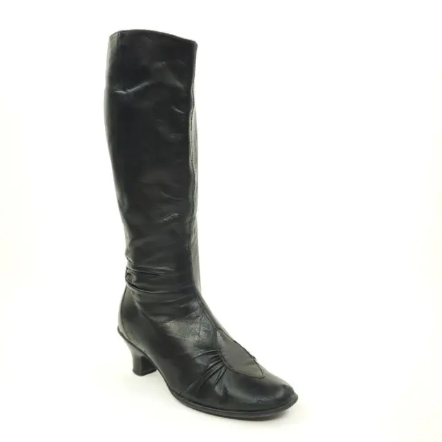 Everybody By BZ Moda Women Black Leather Zip Knee High Tall Boot  Size 37.5 US 7