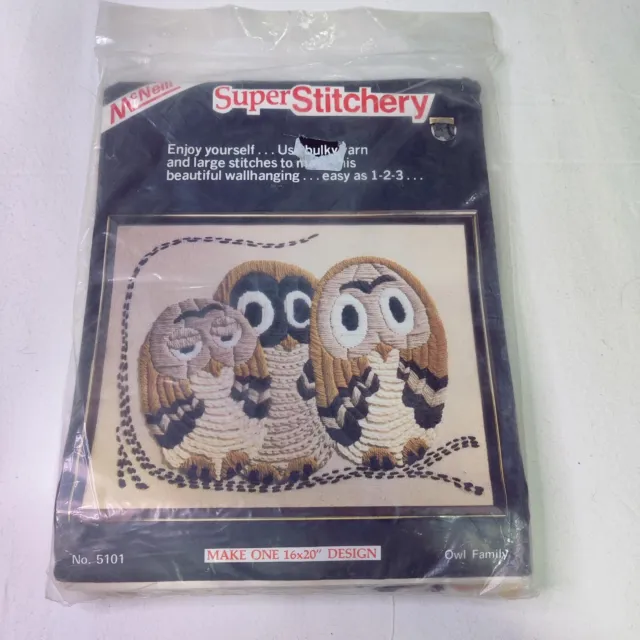 McNeill EE. UU. 1982 Super Stitchery Crewel Kit #5101 - Owl Family