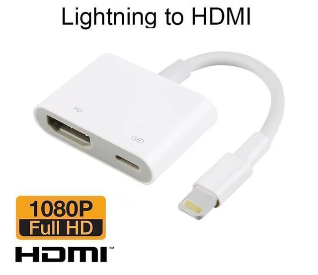 WHITE LIGHTNING DIGITAL AV Cable to HDMI Port Adapter 1080P for iPhone