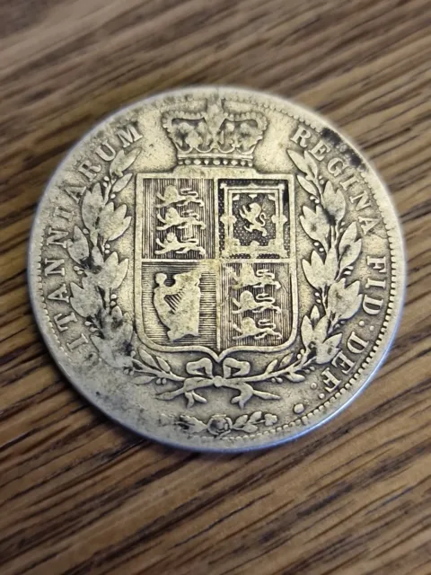 1883 Queen Victoria Silver Half Crown Coin  (Young Head)  .925 Silver