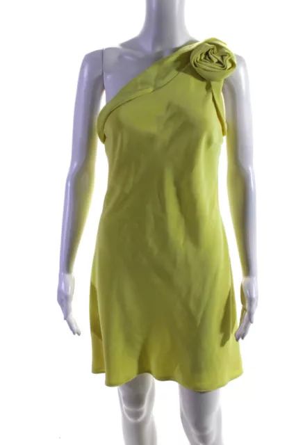ABS by Allen Schwartz Womens 3D Flower One Shoulder Sheath Dress Yellow Size 6