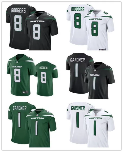 Neu Herren NFL Rodgers Gardner #8#1 New York Jets American Fussball Trikots