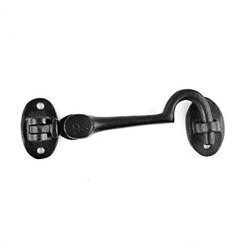 Door Latch Lock 4.5 in. Black Wrought Iron Swivel Style Hook and Eye Latch