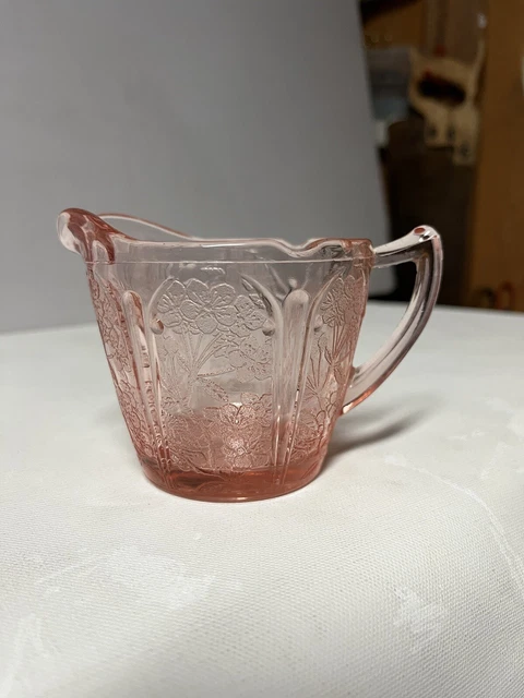 PINK DEPRESSION GLASS Jeannette Cherry Blossom Creamer 1930 s 20 00 