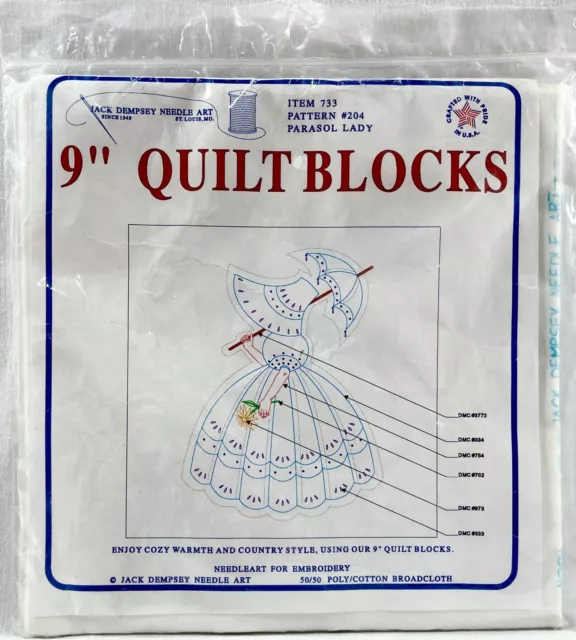 NUEVO 1990 Jack Dempsey Sombrilla Dama 204 Estampado Bordado Edredón Bloques 15061