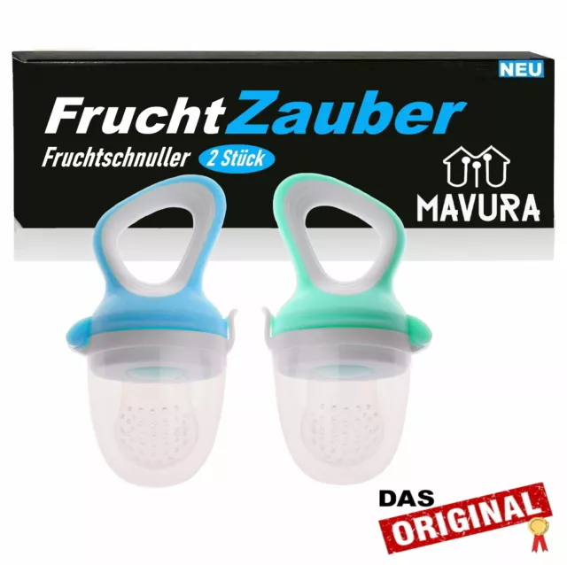 FruchtZauber Fruchtsauger Baby Schnuller Beißring Obstsauger Silikon BPA-frei 2x