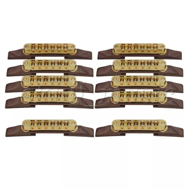 10x Rosewood Height Adjustable Bridge for Jazz Guiar Gold Plated