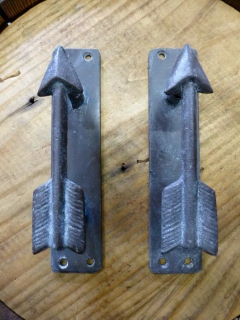 2 Large Brown 7" Arrow Door Gate Barn Cabinet Handles Pull Knob Rustic Cast Iron