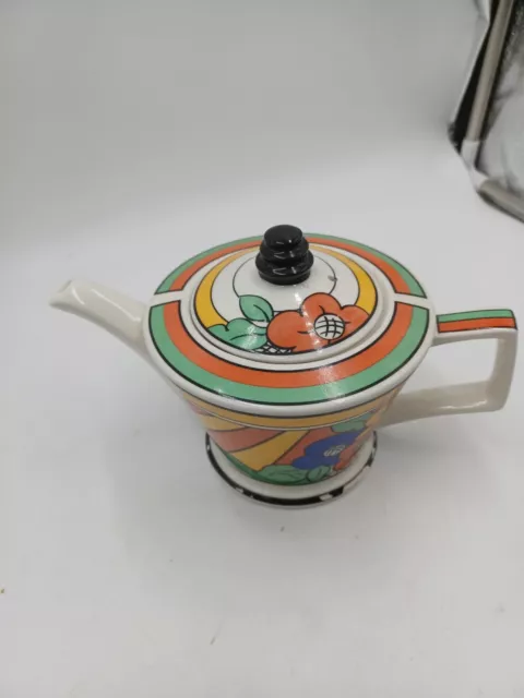 past times clarice cliff bizarre ware teapot 29cm x 15cm