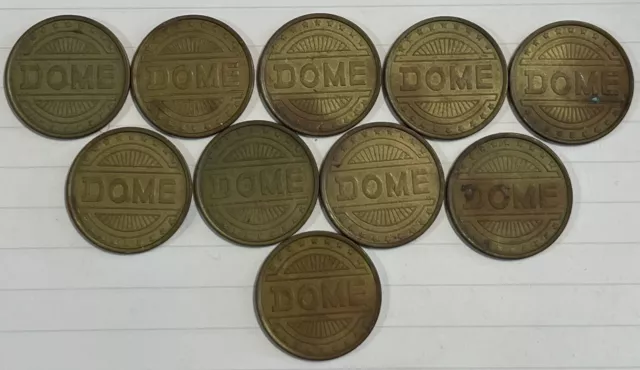 DOME VIDEO GAME ARCADE AMUSEMENT TOKEN Coins - Vintage 10 tokens