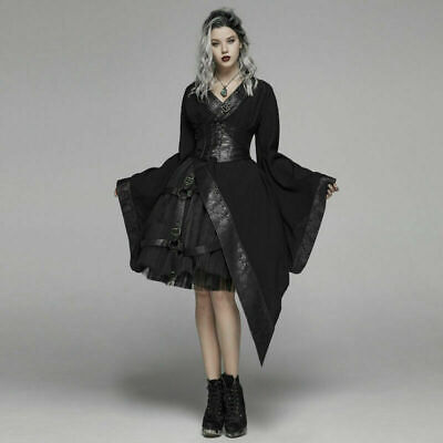 PUNK RAVE Women Gothic Lolita Dark Japanese Kimono Asymmetric Adjustable Dress