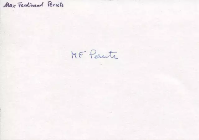 Max Ferdinand Perutz autograph NOBEL PRIZE for Chemistry, signed card