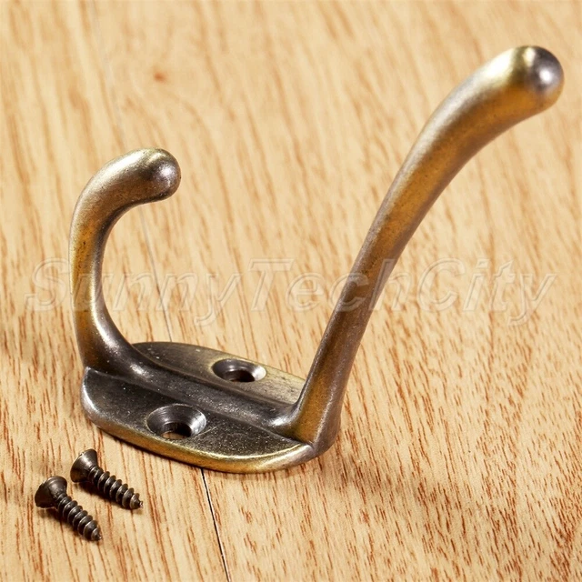 2x Vintage Bathroom Door Wall Mount Hanger Dual Hooks Rack for Hat Coat Towel