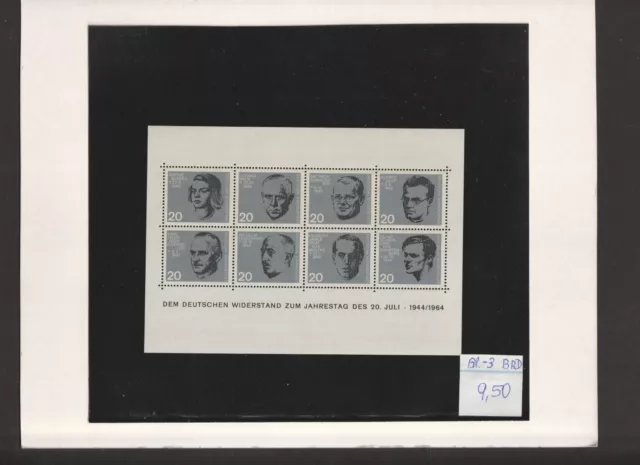 BRD - Block 3 Mi. Nr. 431 - 438 " 20 Jahre Attentat auf A. Hitler " Postfrisch