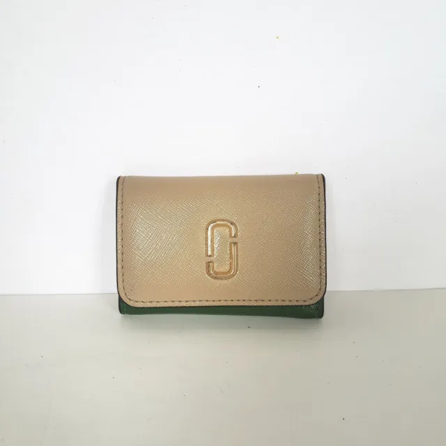 MARC JACOBS Logo The Snapshot Small Trifold Key Holder 6 Hooks Wallet Tan Green