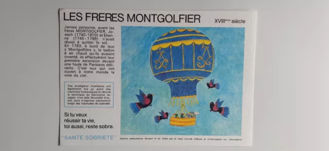 Buvard vintage  SÉCURITÉ SOBRIÉTÉ N°23    LES  FRÈRES MONTGOLFIER