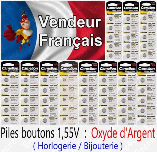 Piles boutons 1,55V Oxyde Argent SR57W G7 195 395 SR927 LR41 LR44 LR43 LR54 LR66