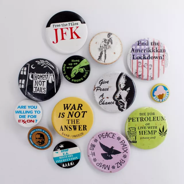 Vintage Counter Culture Protest Pinback Lot Button Pin Rights Mlk Jfk Peace