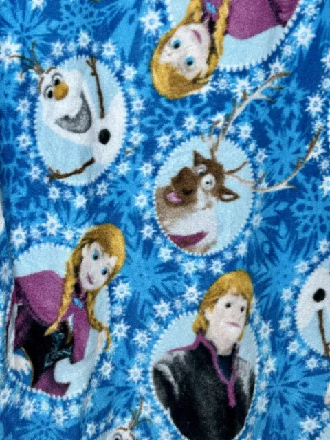 Frozen Fever Elsa & Anna Flannel Tie Blanket Handmade Blue 38x50” Fringe