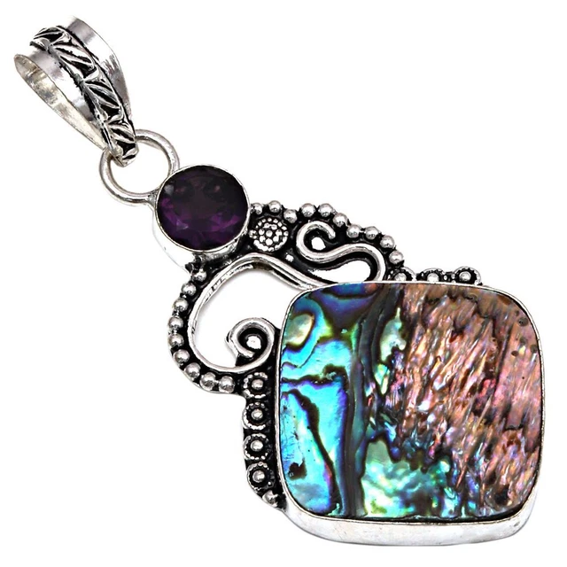 925 Silver Abalone Shell Gemstone Dainty Jewelry For Her Jewelry Pendants 2.25"
