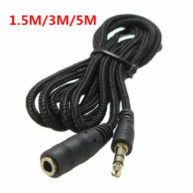 3.5mm Male to Female Stereo Audio Headphone Aux Extension Cord Cable Black