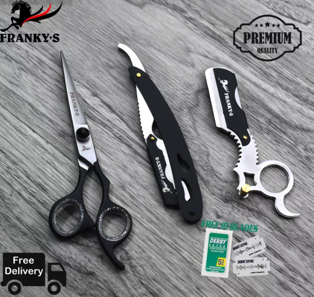 Professional Barber Hairdressing Hair Cutting Thinning Scissors Shears Set Razor