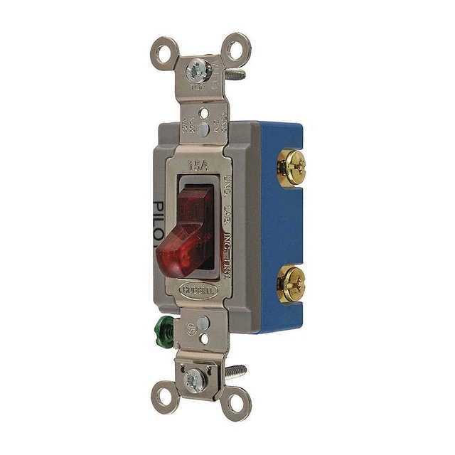 HUBBELL HBL1201PL Wall Swtch,1-Pole,120/277V,15A,Red,Toggl
