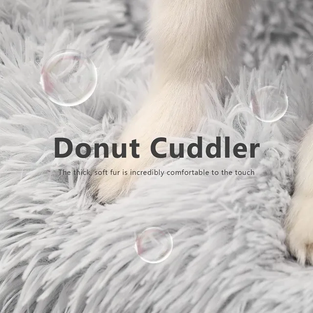 Washable  Pet Dog Cat Bed Sofa Mat Cage Calming Round  Faux Fur Donut Cuddler 7