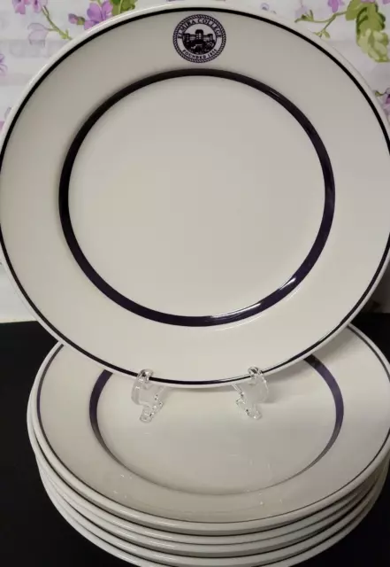 6 Syracuse China Elmira College Dessert / Pie Plates 7 1/4"