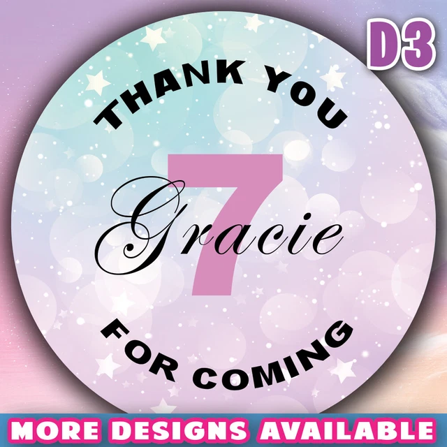 Personalised Unicorn Thank You for Coming to My Party Gloss Stickers Bag Seals