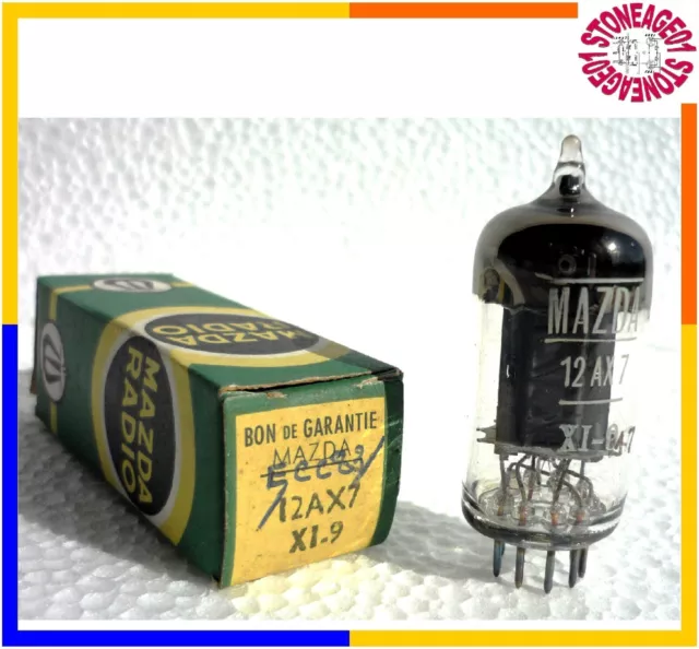 Vintage 12AX7 / ECC83 Mazda, large O getter, 1959, High testing, balanced, NOS