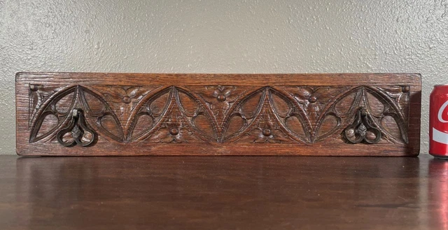 Antique Gothic Revival Carved Drawer Panels in Solid Oak Wood (3 AVAILABLE)