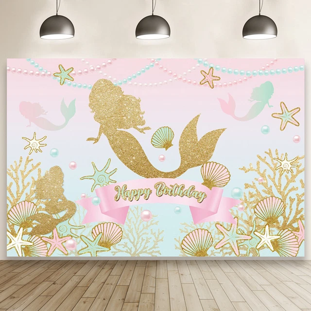 LITTLE MERMAID BIRTHDAY Backdrop Party Background Banner Studio Prop