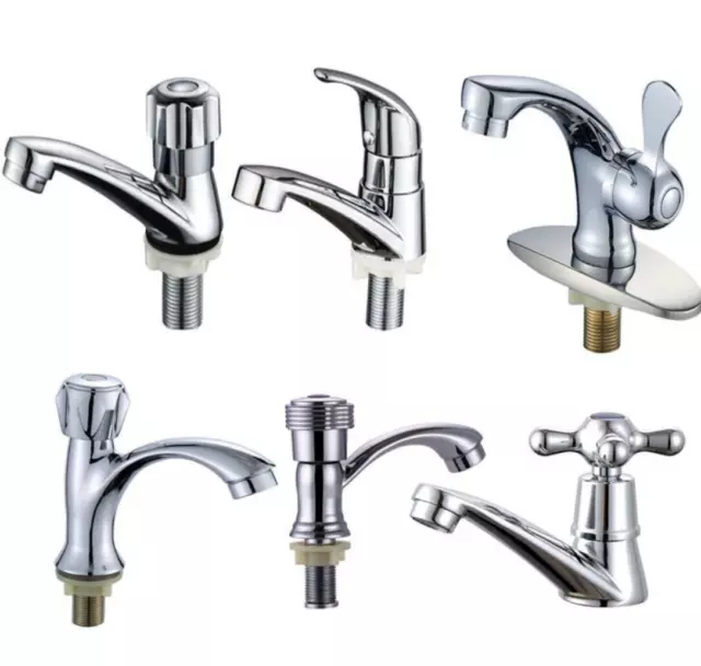 Alloy Bathroom Basin Sink Faucet Single Cold Water Kitchen Tap Washbasin Chrome