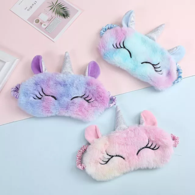 Fluffy Plush Eye Mask Travel Sleep Masks Blindfold Unicorn Children Girls Kids-