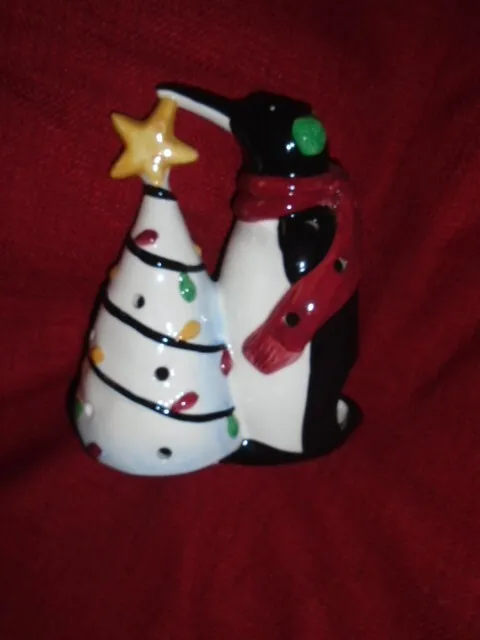 Ceramic Penguin With Christmas Tree Tealight By SAKURA