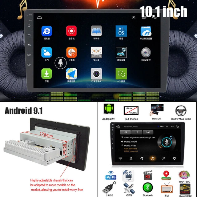 10.1" Android9.1 Car Stereo GPS 1+16G MP5 Player Single Din WiFi Quad Core Radio