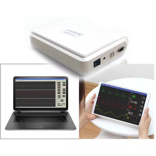 Portable Patient Monitor 5 Lead ECG NIBP RESP TEMP SpO2 PR Vital Signs Monitor