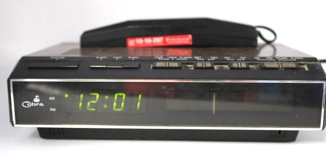 vintage cobra telephone alarm clock combo faux wood working