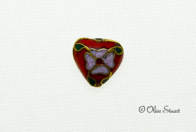Oriental Cloisonne Beads Loose 12mm x 12mm heart 2
