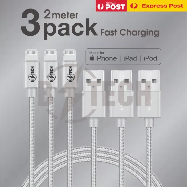 3X Fast Charger Cable for iPhone 14 13 12 11 Pro Max XS XR SE 6s 7+ 8 XR iPad 5