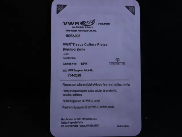 VWR 0.32 mL Tissue Culture Plates U-Bottom 96 Well Sterile 10062-902 50/Pack