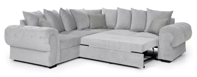 Corner Sofa Bed Horizon Grey Fabric