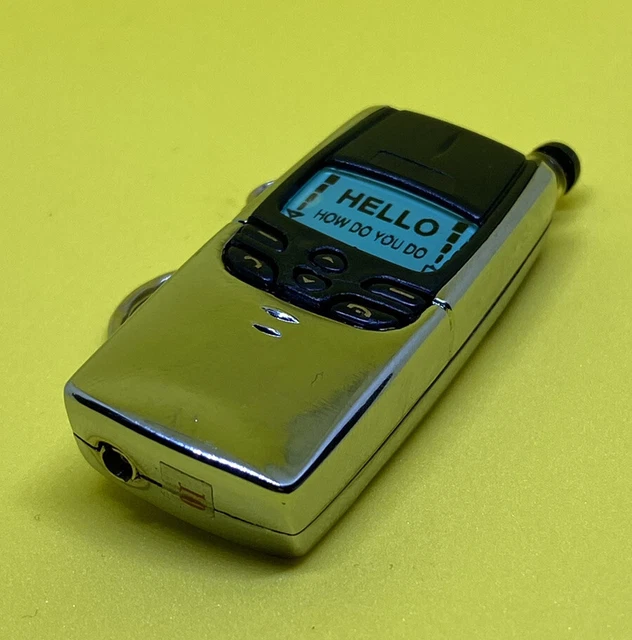 VINTAGE CHROME MOBILE Telephone Pocket Cigarette Gas Butane Lighter