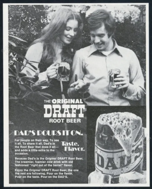 1971 Dad's Root Beer foamy mug photo vintage print ad