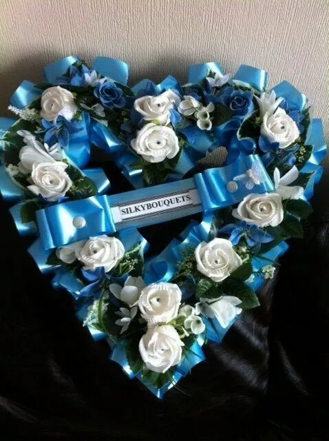 Artificial Silk Funeral Flower Open Heart Memorial Tribute Wreath Mum Nan Gran