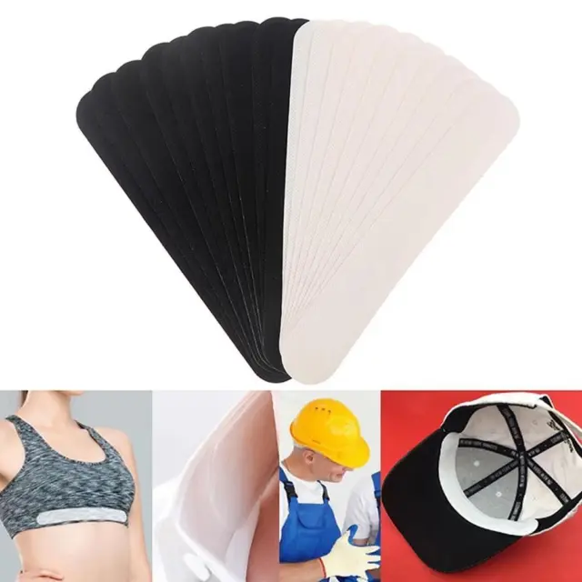 (Black) 20PCS Self Adhesive Hat Liner Absorbing Sweat Pads NonWoven