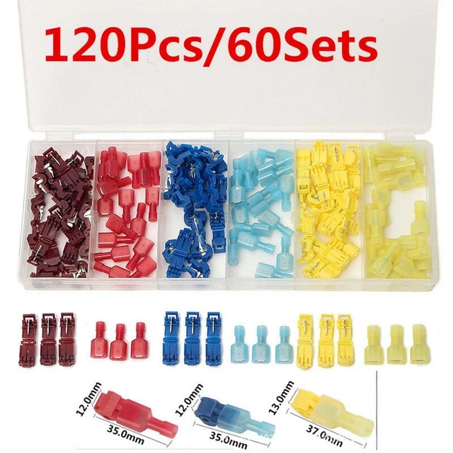 120Pcs Lock Quick Splice Car Electrical Wire Connectors Terminals Crimps